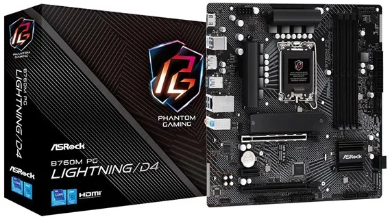ASRock B760M PG LIGHTNING/D4 Bundkort - Intel B760 - Intel LGA1700 socket - DDR4 RAM - Micro-ATX